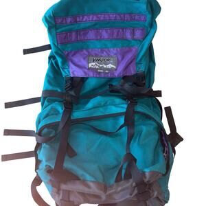 Vintage JanSport Spire‎ 80 Internal Frame Backpack 90s Teal Purple Large Hiking